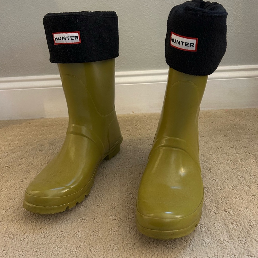 Hunter original gloss boots short green